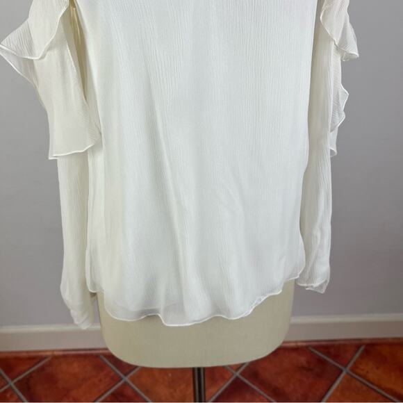 Haute Hippie Starshine Silk Cold-Shoulder Blouse in White XS - Picture 6 of 12
